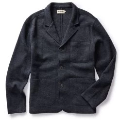 The Ridgewood Cardigan In Navy Birdseye Wool