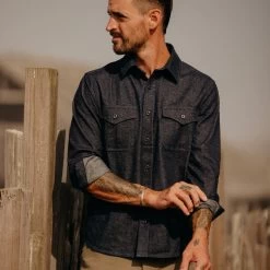 The Saddler Shirt In Dark Navy Twill -Fashion Clothes instock m q423 Saddler Shirt Indigo Twill 007