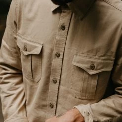 The Saddler Shirt In Light Khaki Twill -Fashion Clothes instock m q423 Saddler Shirt Light Khaki Twill 006