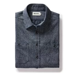 The Utility Shirt In Rinsed Indigo Herringbone