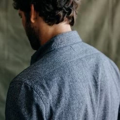 The Utility Shirt In Rinsed Indigo Herringbone -Fashion Clothes instock m q423 Utility Shirt Rinsed Indigo Herringbone 007