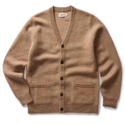 The Eddy Cardigan In Camel Herringbone Merino