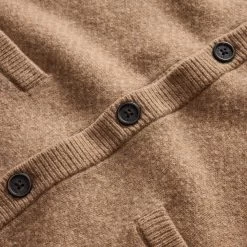 The Eddy Cardigan In Camel Herringbone Merino -Fashion Clothes instock m q423 eddy camel ash herringbone 006