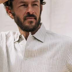 The Short Sleeve Hawthorne In Natural Stripe -Fashion Clothes instock mens Q220 ss hawthorne natural stripe 003