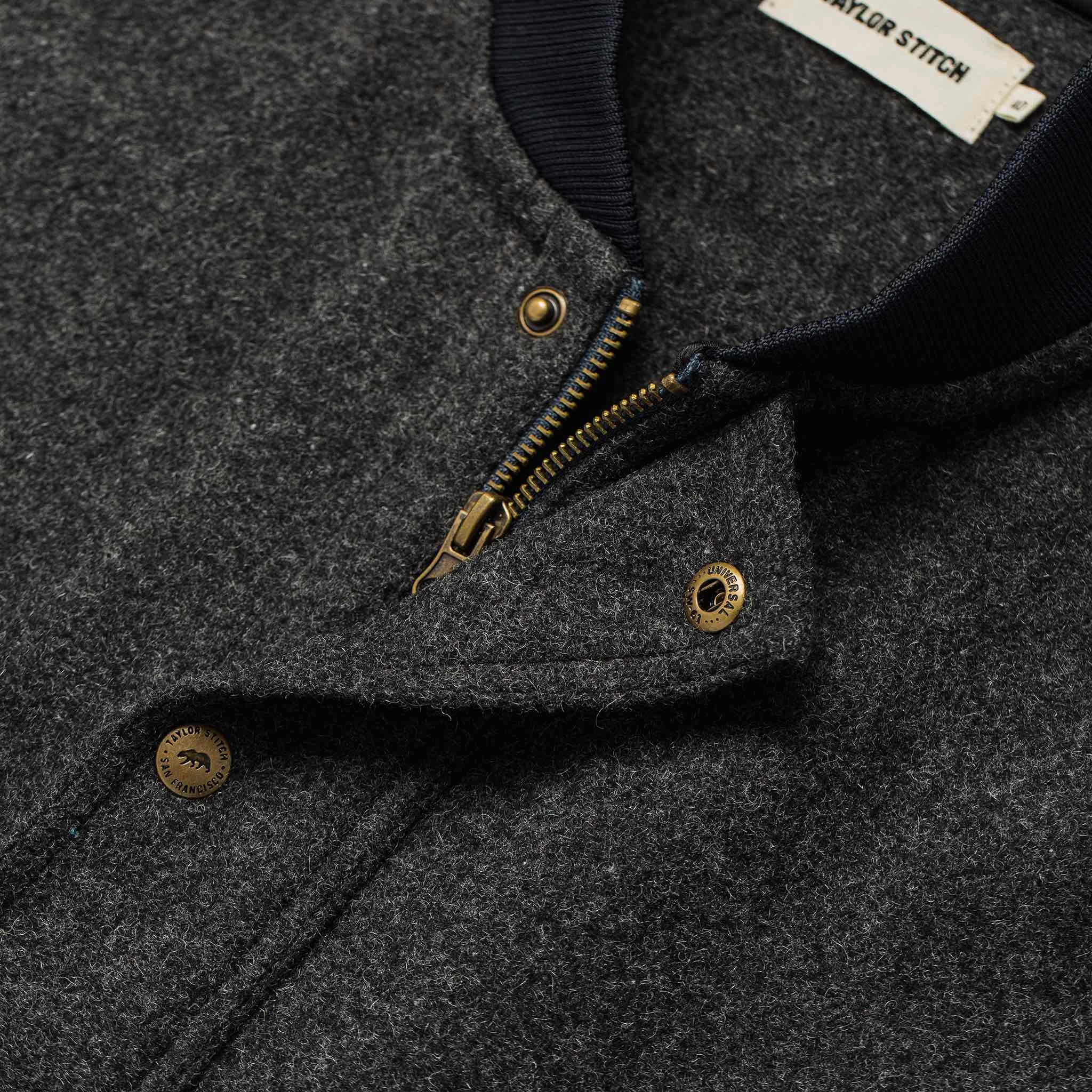 The Bomber Jacket In Charcoal Wool 9 The Bomber Jacket In Charcoal Wool - Image 7