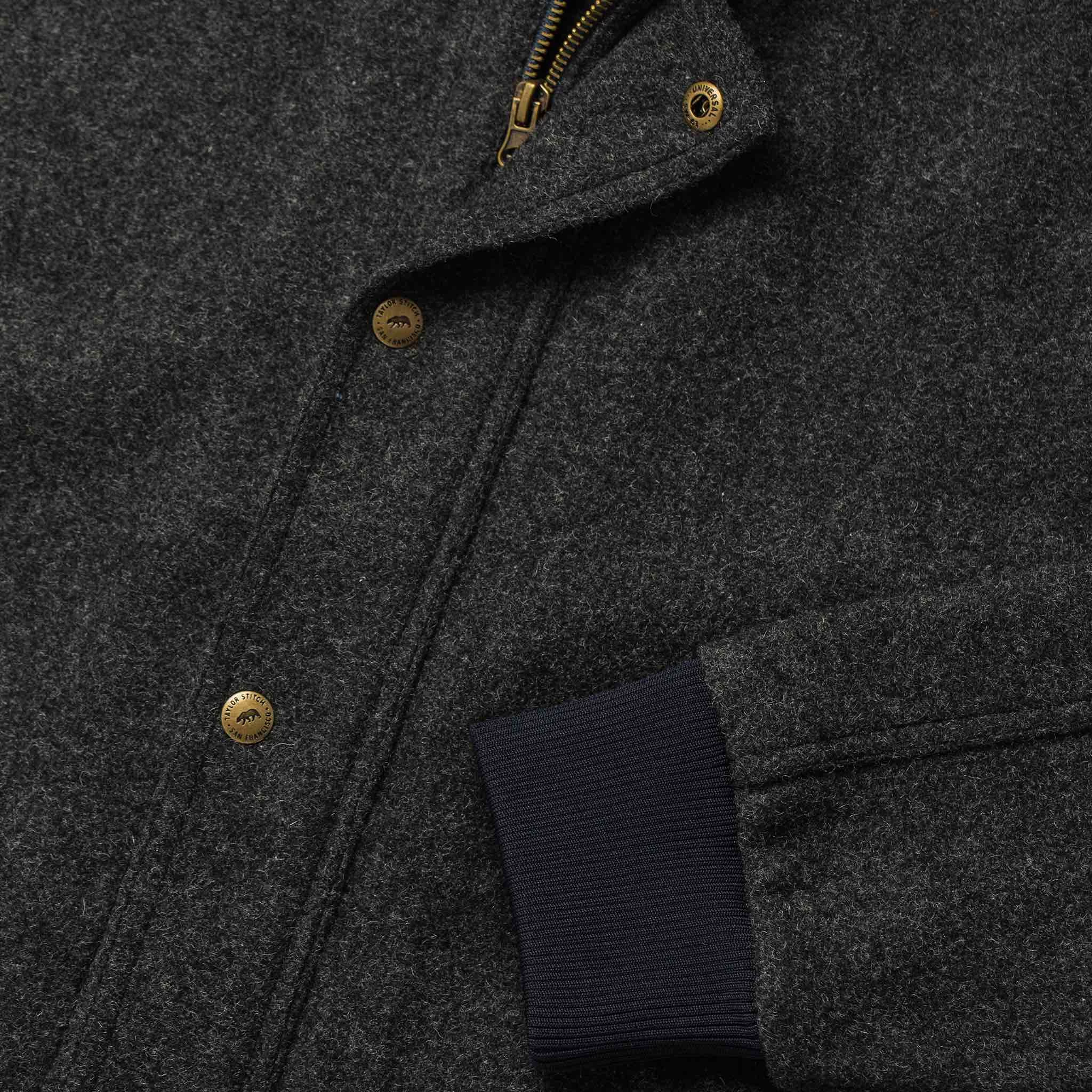 The Bomber Jacket In Charcoal Wool 12 The Bomber Jacket In Charcoal Wool - Image 10