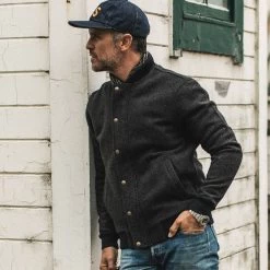 The Bomber Jacket In Charcoal Wool 15 The Bomber Jacket In Charcoal Wool -Fashion Clothes instock mens Q419 bomber jacket charcoal wool 008
