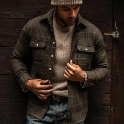 The Leeward Shirt In Olive Plaid -Fashion Clothes instock mens Q419 leeward olive plaid 005