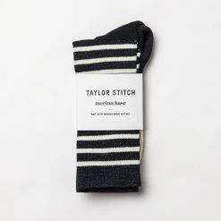 The Merino Sock In Navy Stripe -Fashion Clothes instock mens q320 merino sock navy stripe 003