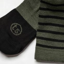 The Merino Sock In Olive Stripe -Fashion Clothes instock mens q320 merino sock olive stripe 004