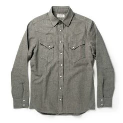 The Western Shirt In Olive Melange -Fashion Clothes instock mens q320 western olive melange 010