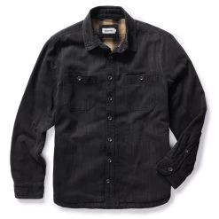 The Lined Utility Shirt In Washed Black Denim