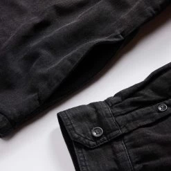 The Lined Utility Shirt In Washed Black Denim -Fashion Clothes instock mens q323 lined utility blk denim 004