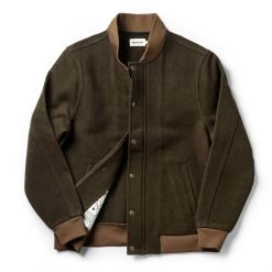 None The Bomber Jacket In Olive Wool -Fashion Clothes instock mens q420 bomber olive wool 010