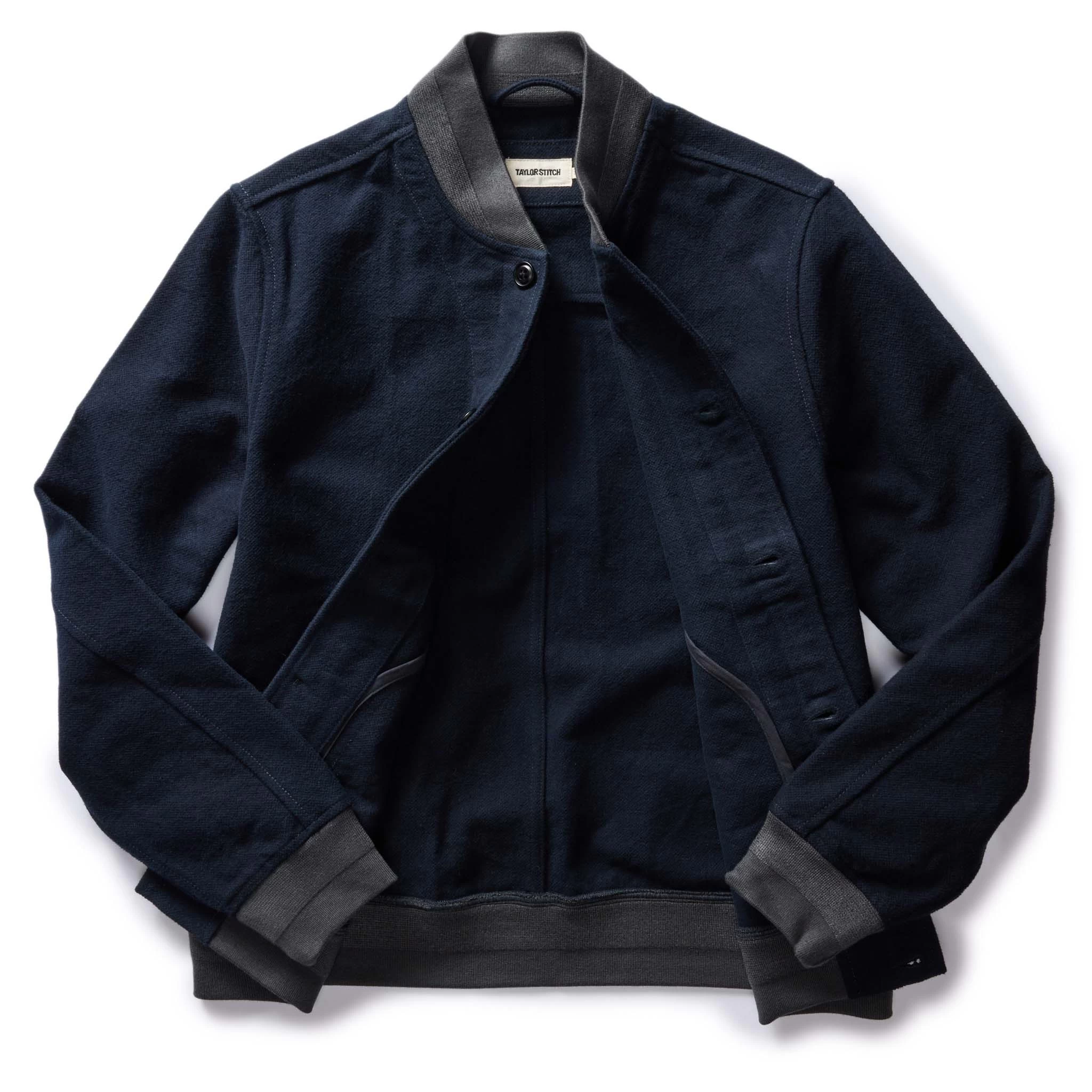 The Bomber Jacket In Dark Navy Moleskin 7 The Bomber Jacket In Dark Navy Moleskin - Image 5