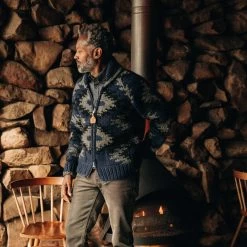 The Seawall Hand-Knit Sweater In Navy Kilim -Fashion Clothes instock mens q423 hand knit seawall 003