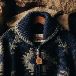 The Seawall Hand-Knit Sweater In Navy Kilim -Fashion Clothes instock mens q423 hand knit seawall 005