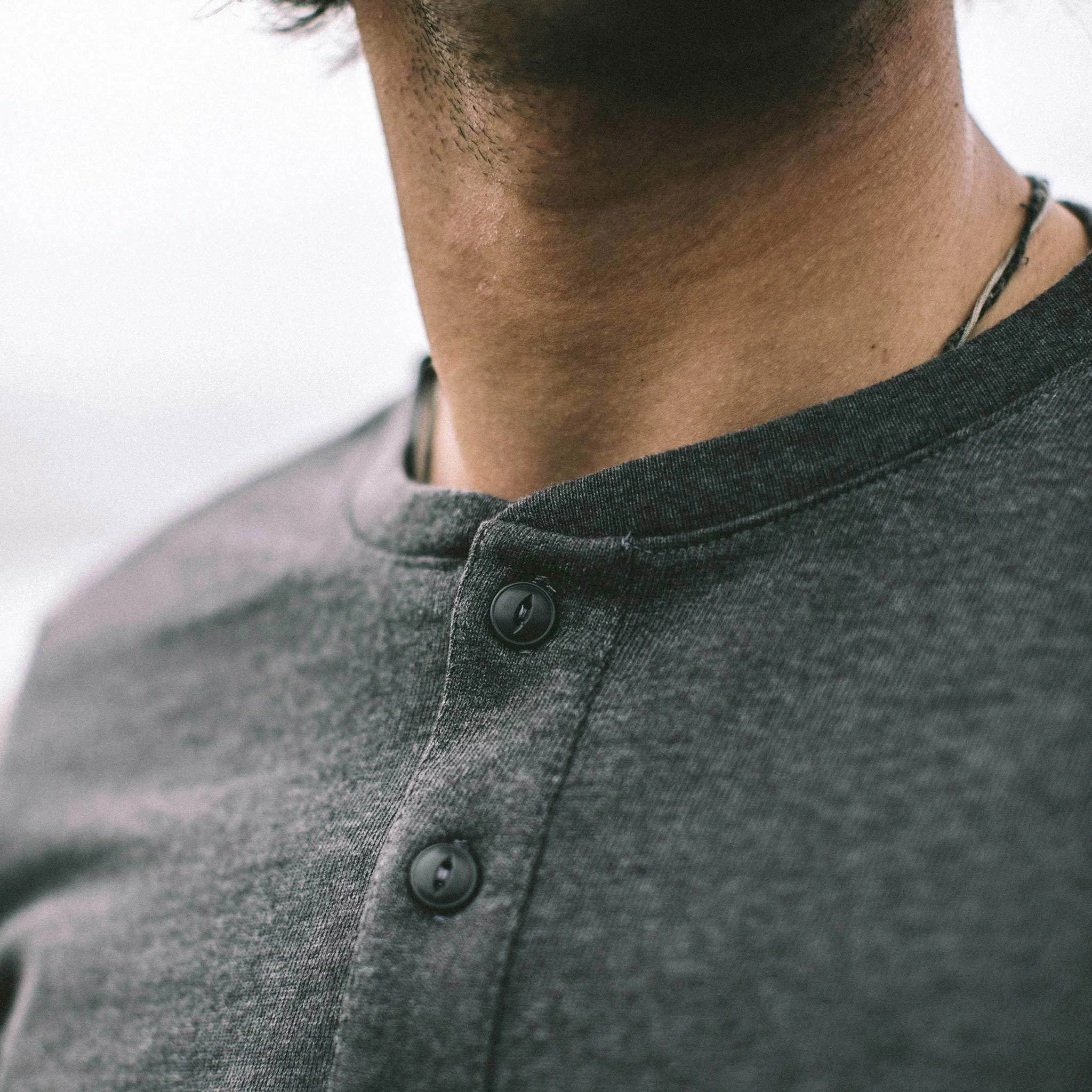 The Heavy Bag Henley In Heather Grey - Image 4