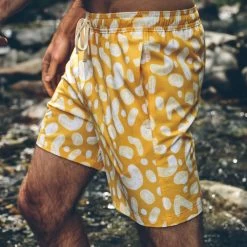The Yuba Trunk In Yellow Print -Fashion Clothes mens instock Q218 product swimtrunk yellow 003