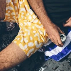 The Yuba Trunk In Yellow Print -Fashion Clothes mens instock Q218 product swimtrunk yellow 004