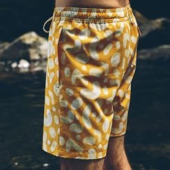 The Yuba Trunk In Yellow Print -Fashion Clothes mens instock Q218 product swimtrunk yellow 005
