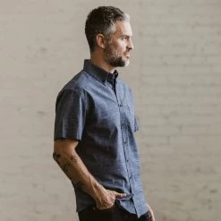 The Short Sleeve Jack In Navy Slub Glen Plaid -Fashion Clothes mens instock Q219 ss jack navy glen plaid 04