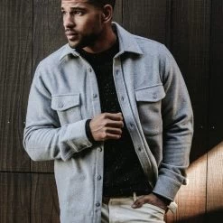 The Maritime Shirt Jacket In Heather Ash Wave -Fashion Clothes mens instock Q319 maritime jacket ash wave 04