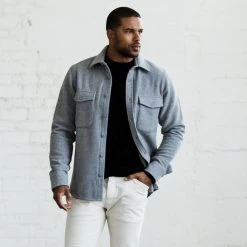 The Maritime Shirt Jacket In Heather Ash Wave -Fashion Clothes mens instock Q319 maritime jacket ash wave 04 Copy