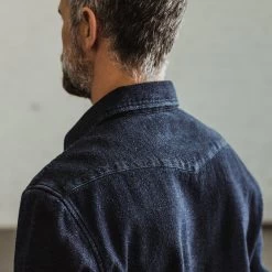The Western Shirt In Indigo Crepe -Fashion Clothes mens instock Q319 western indigo crepe 02