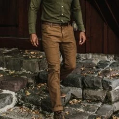 The Camp Pant In British Khaki Moleskin -Fashion Clothes mens instock Q419 camp pant bk moleskin 01