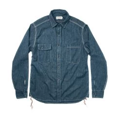 The Utility Shirt In Indigo Salt & Pepper Chambray -Fashion Clothes mens instock ind17 utility indigo 003 1