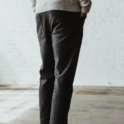 The Camp Pant In Charcoal Wool -Fashion Clothes mens workshop Q319 camp pant charcoal 05