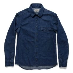 The Cash Shirt In Washed Selvage Denim -Fashion Clothes mens workshop Q418 cash shirt selvage denim 004 ed77b70d 0902 40ba adb9 5489aa488f39