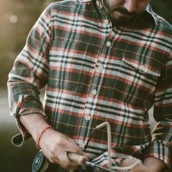 The Crater Shirt In Olive Plaid -Fashion Clothes mens workshop out17 crater oliveplaid 023