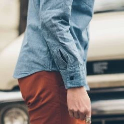 None The Studio Shirt In Blue Everyday Chambray -Fashion Clothes products studioshirt blue 03