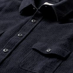 The Utility Shirt In Navy Jacquard -Fashion Clothes utility shirt navy 003
