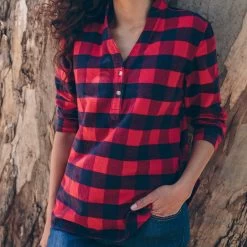 The Whitney Popover In Red Buffalo Plaid -Fashion Clothes women workshop out17 whitney buffaloplaid 010