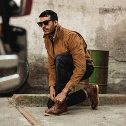 The Wyatt Jacket In Cognac Suede -Fashion Clothes workshop mens q121 wyatt 006