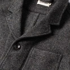 None The Gibson Jacket In Charcoal Birdseye Wool -Fashion Clothes workshop mens q320 gibson charcoal birdseye 007
