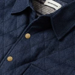 None The Quilted Jacket In Indigo Boss Duck -Fashion Clothes workshop mens q320 quilted shirt jacket 007