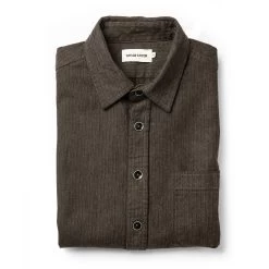 The Mechanic Shirt In Dark Olive Herringbone