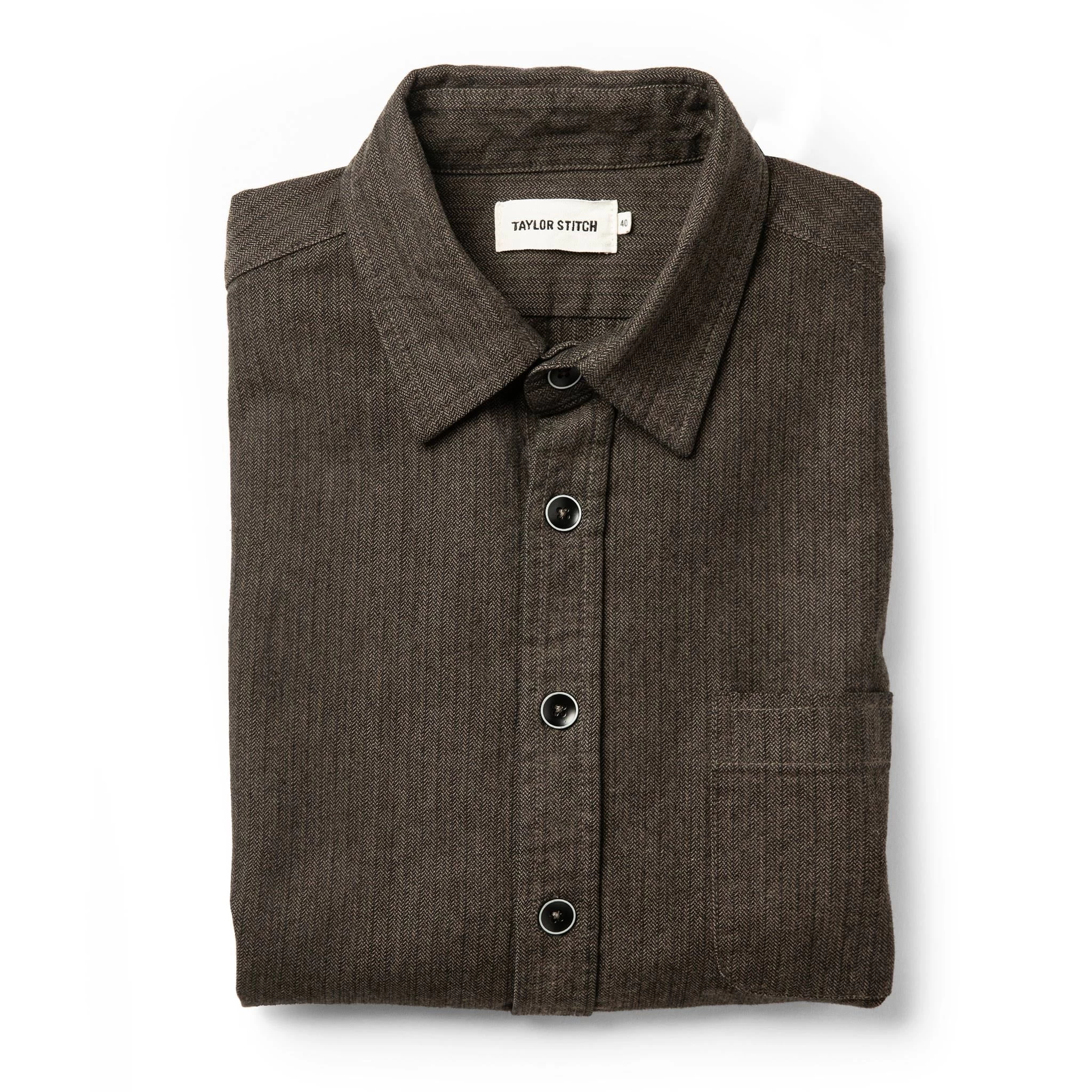 The Mechanic Shirt In Dark Olive Herringbone 3 The Mechanic Shirt In Dark Olive Herringbone