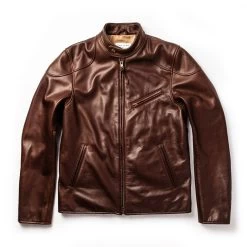 The Band Collar Moto Jacket In Espresso Steerhide