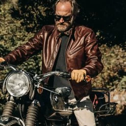 The Band Collar Moto Jacket In Espresso Steerhide -Fashion Clothes workshop mens q420 moto band espresso 003